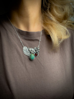 The Sleepig Fox Necklace - King’s Manassa Turquoise & Amber