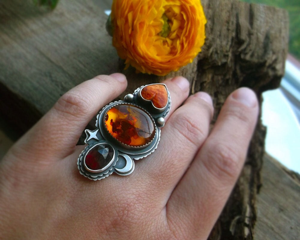 Amber Moon Ring - 6.5 US