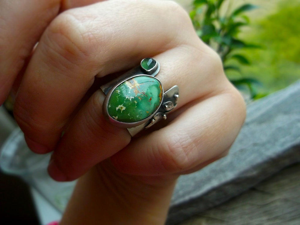 SALE: Woodland Ring - Royston Turquoise & Serpentine Ring
