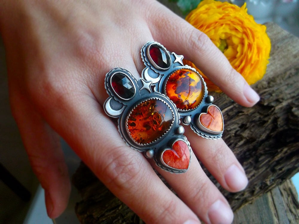 Amber Moon Ring - 7.5 US