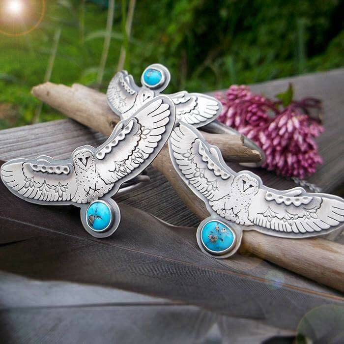 The Barn Owl Necklace - Totem Owl Sleeping Beauty Turquoise Necklace