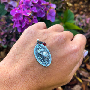 The Barn Owl & Garnet Necklace