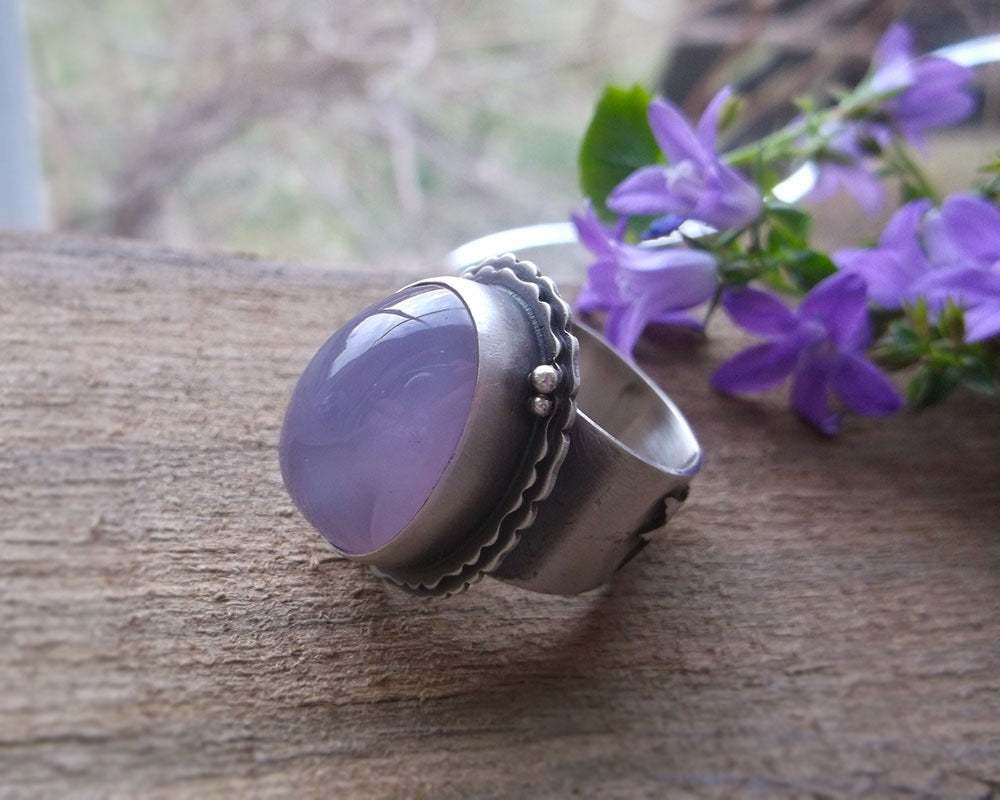 The Healer Ring - Hummingbird Holly Chalcedony Ring 7.5 US