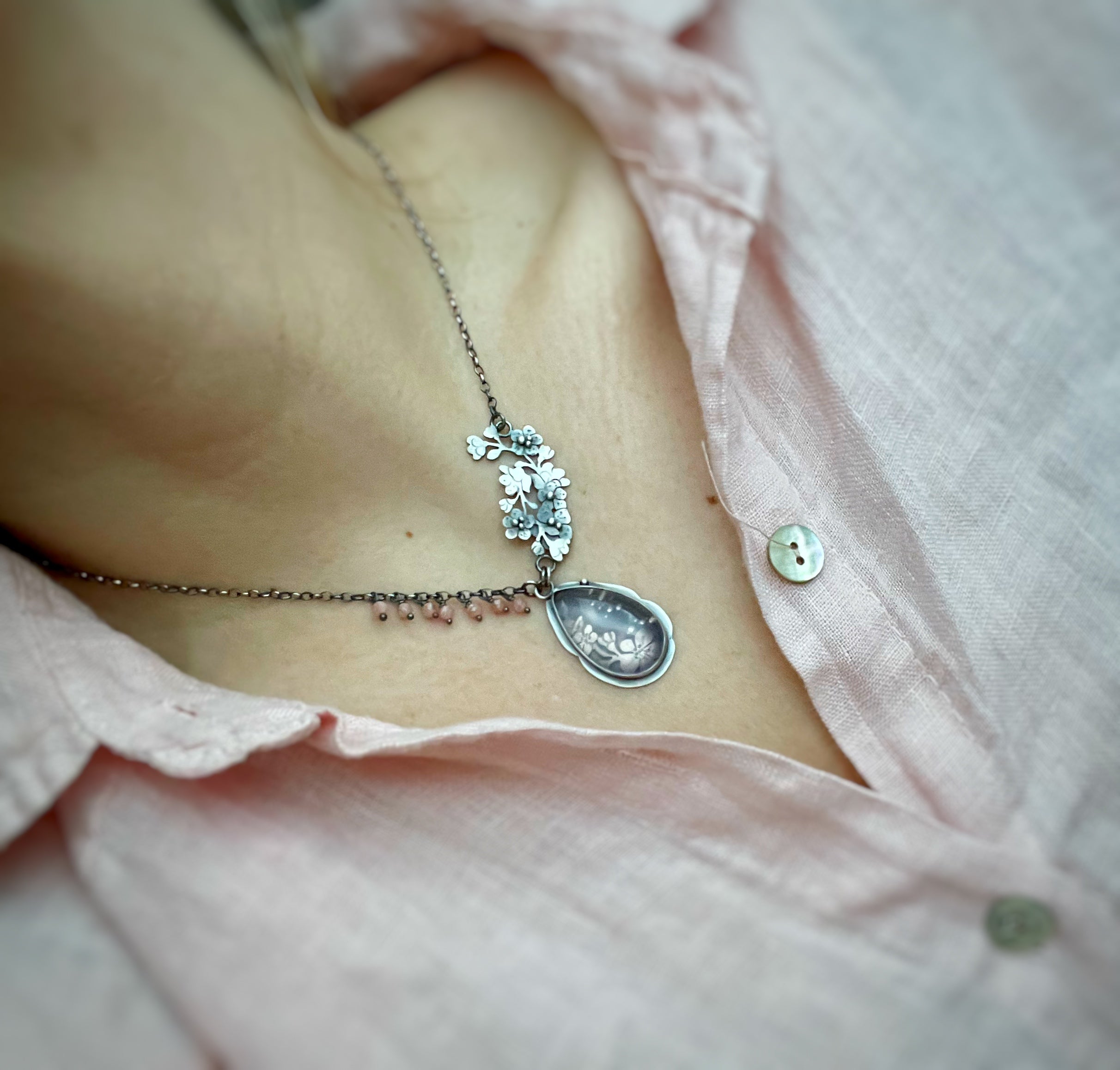The Sakura Necklace-Rose Quartz