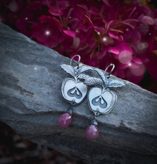 The Apple & Pink Sapphire Earrings