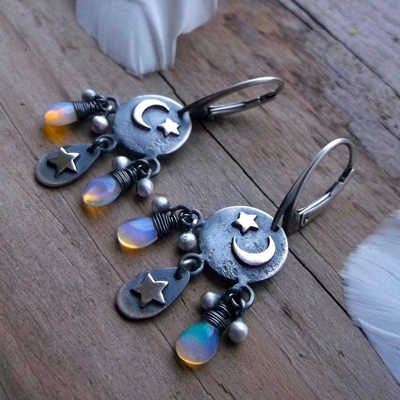 Moon Child Opal Earrings - Mini Chandelier Earrings