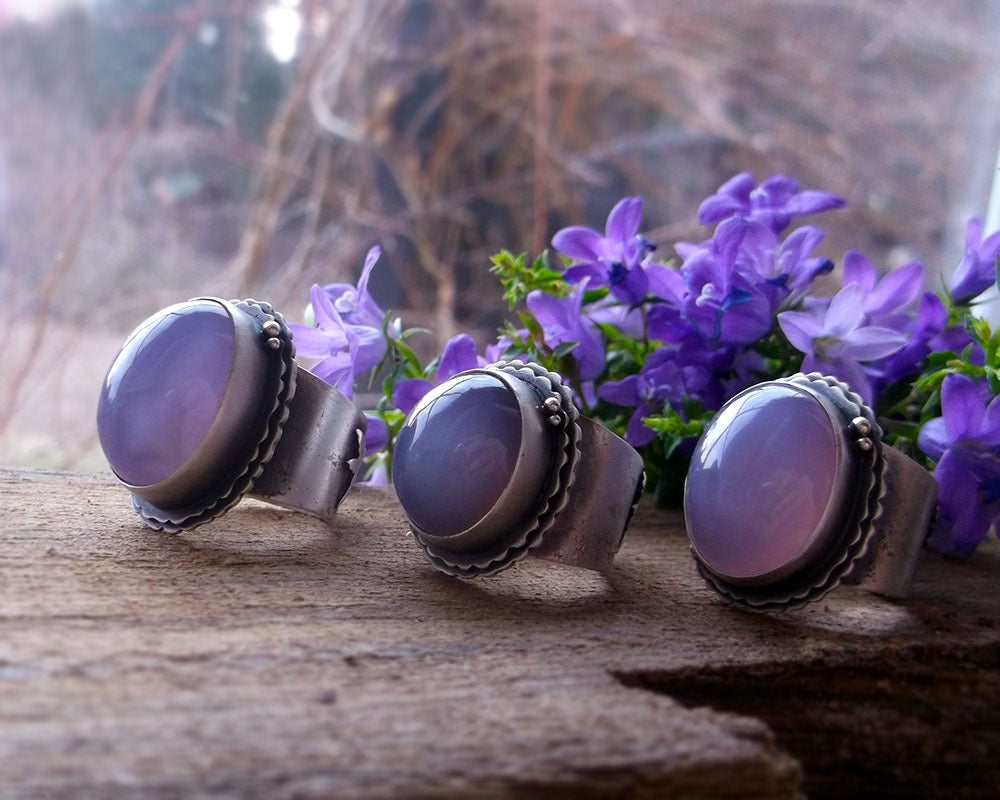 The Healer Ring - Hummingbird Holly Chalcedony Ring 8 US