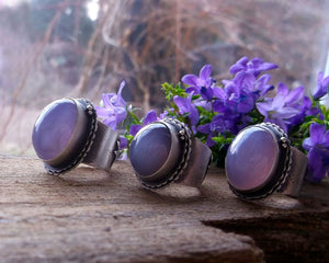 The Healer Ring - Hummingbird Holly Chalcedony Ring 8 US