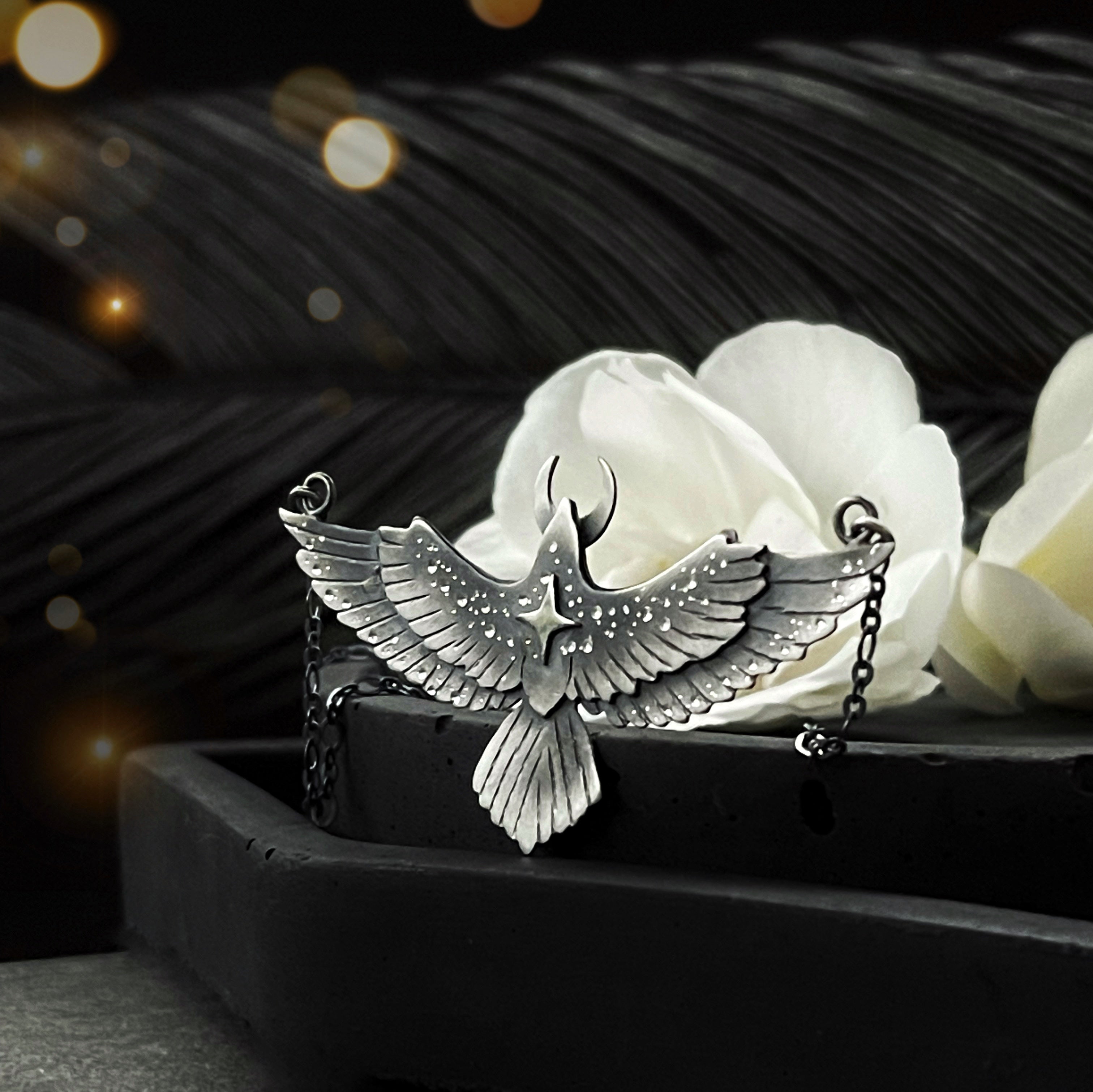The Raven & Moon Necklace - Large