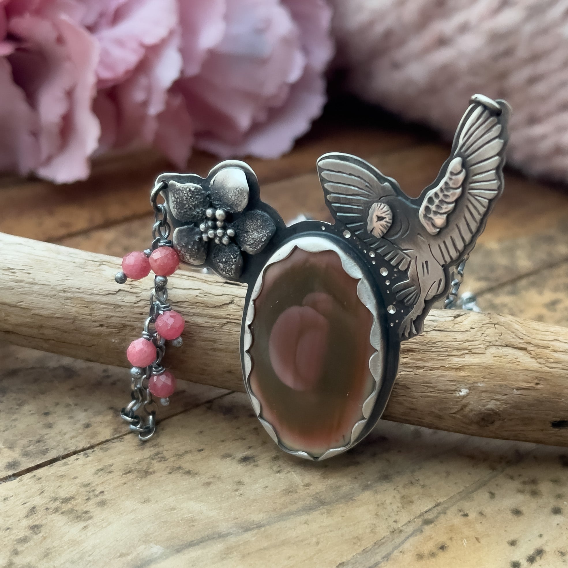 The Barn Owl & Pink Moon Necklace
