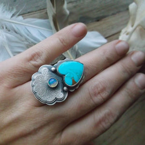 Turquoise Heart Ring- 8US