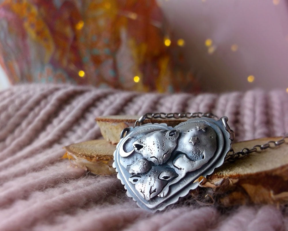 Friends Necklace - Cats, Moon and Stars Necklace