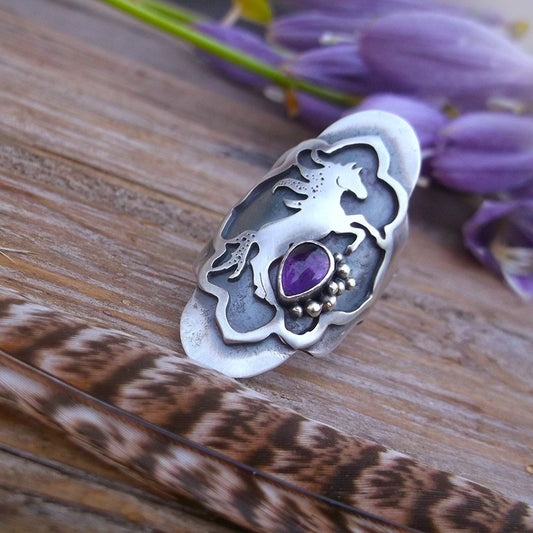 Mustang Saddle Ring with Amethyst