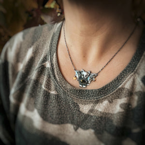 The Dracula Cat Necklace - Green Amber