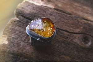 Amber Medicine Ring- Golden Amber