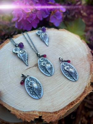 The Barn Owl & Garnet Necklace