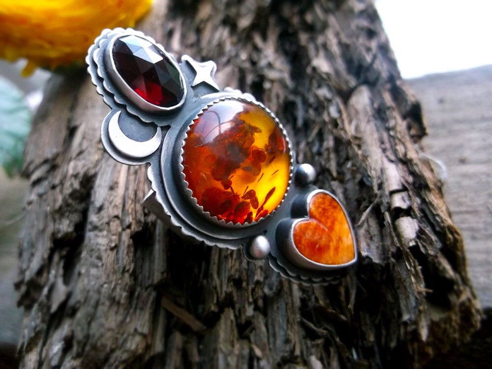 Amber Moon Ring - 6.5 US