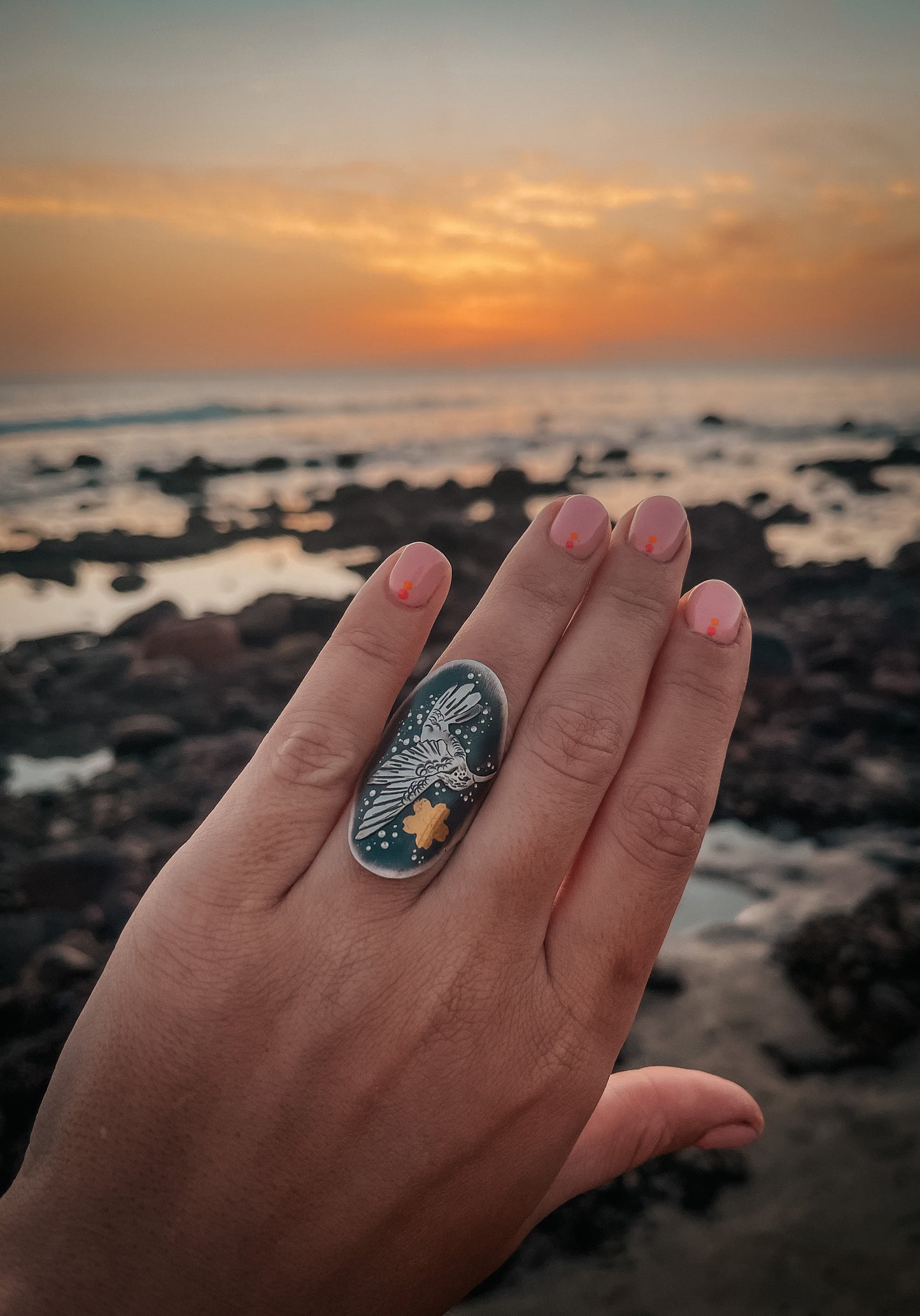The Healer Ring - Hummingbird Shield/Saddle Ring