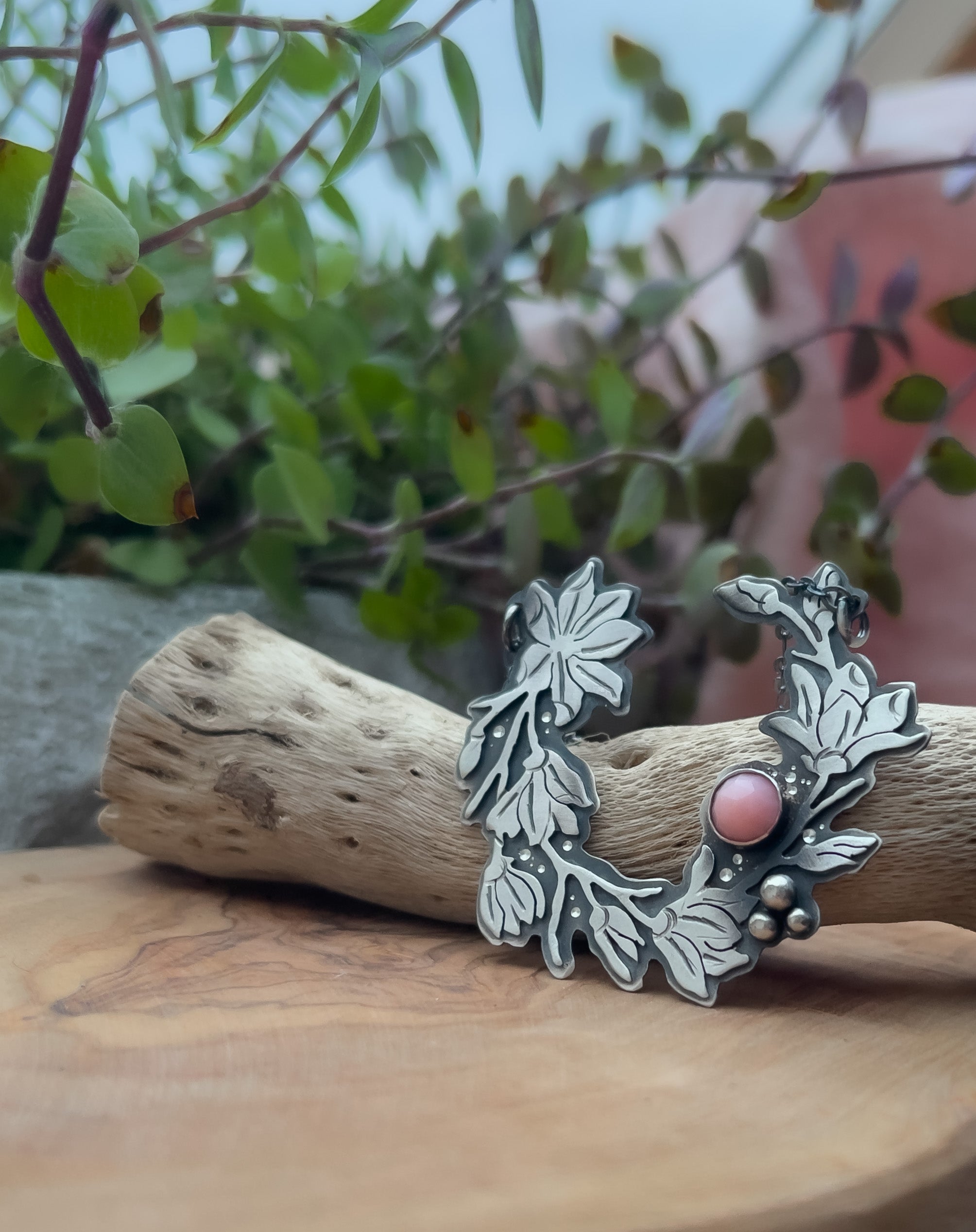 The Magnolia & Pink Peruvian Opal Necklace