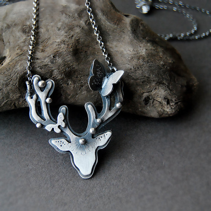 Tribe Song Necklace -Metalsmithed Deer Necklace