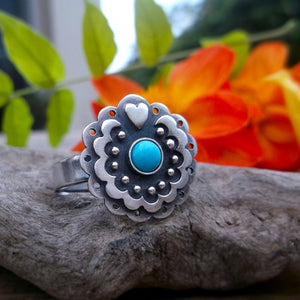 Mexico Flower Ring - Turquoise Ring