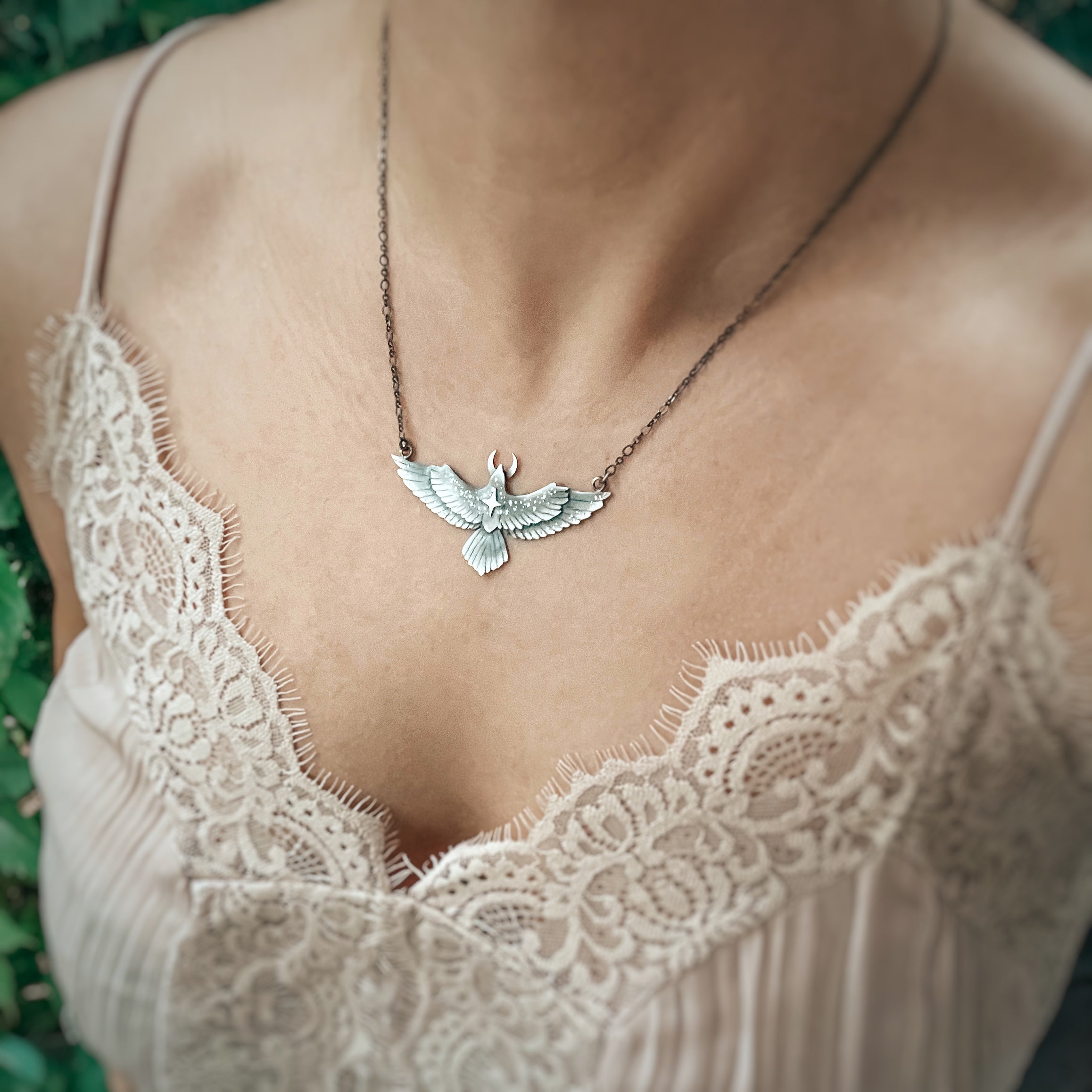 The Raven & Moon Necklace - Medium