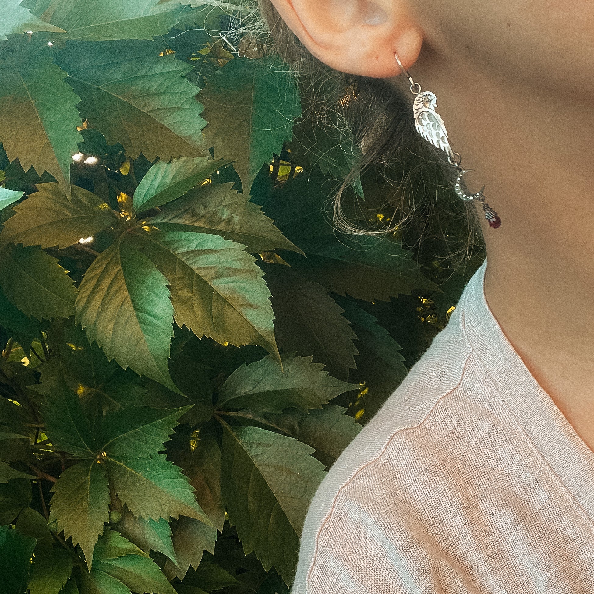 The Barn Owl & Garnet Earrings