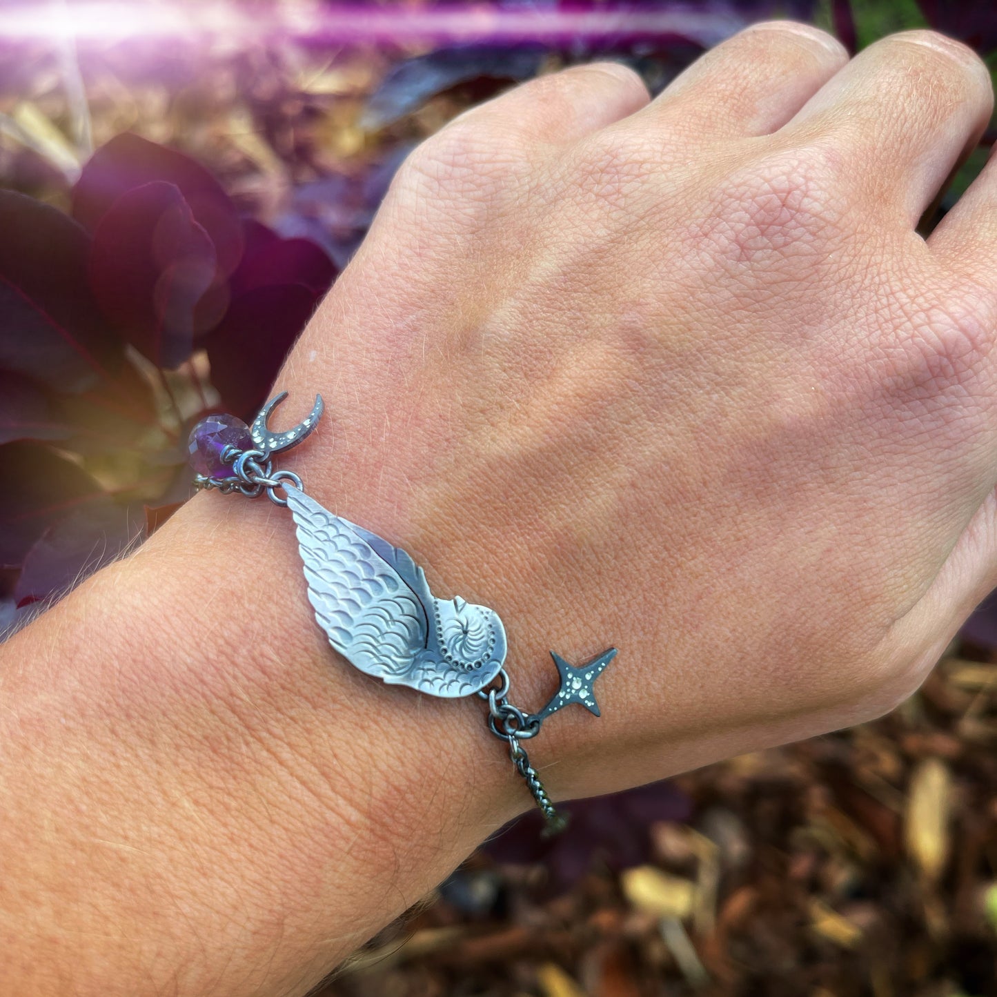 The Barn Owl & Amethyst Bracelet