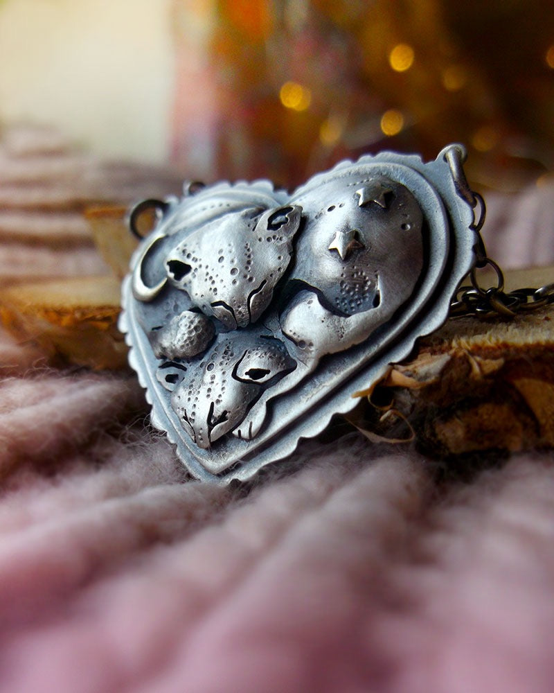 Friends Necklace - Cats, Moon and Stars Necklace