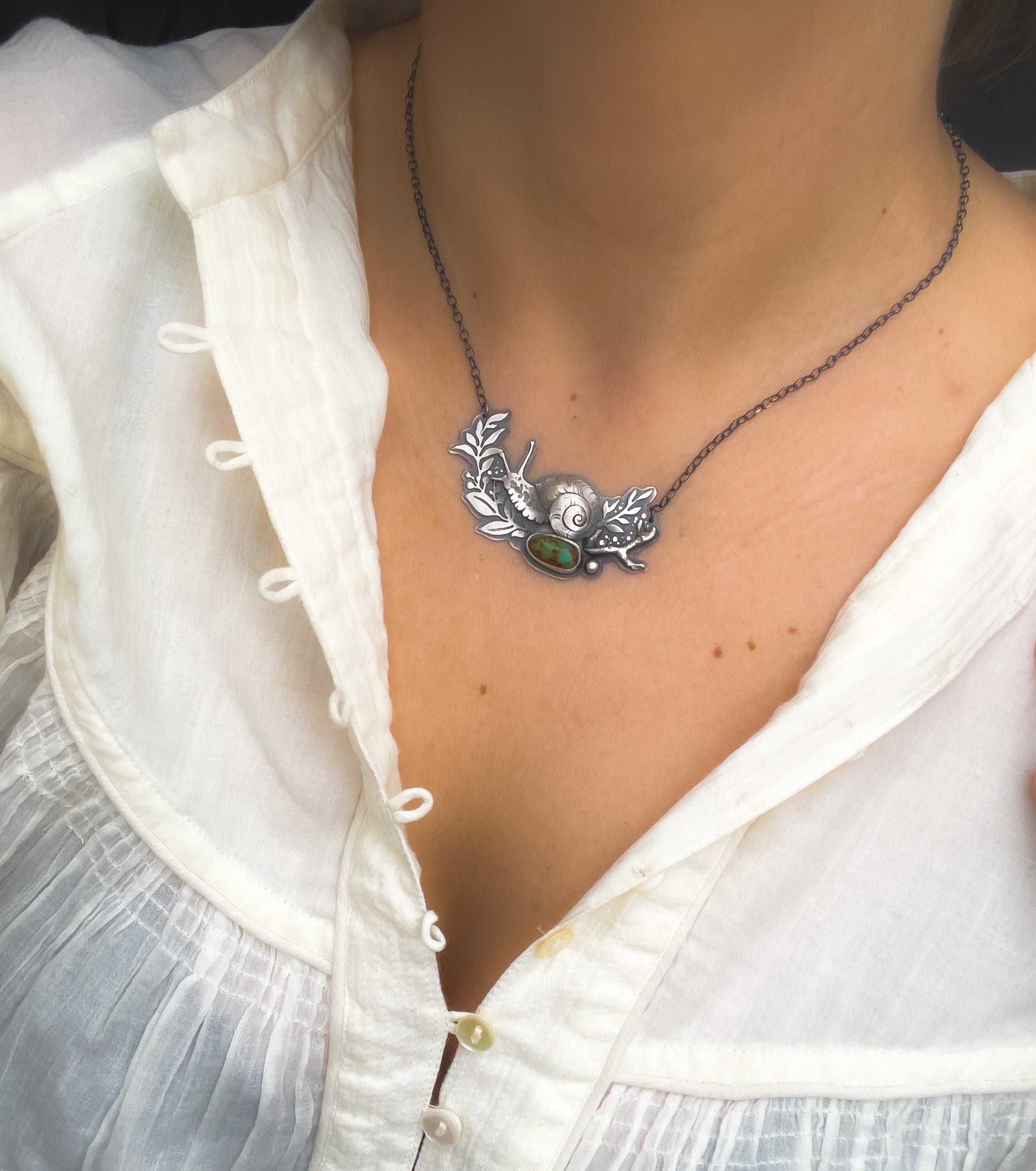 CUSTOM The Spring Snail Necklace & Turquoise
