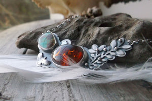 Sacred Wings Necklace - Amber & Turquoise Necklace