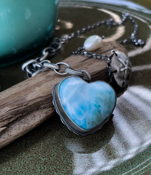 The Larimar Heart Necklace No2