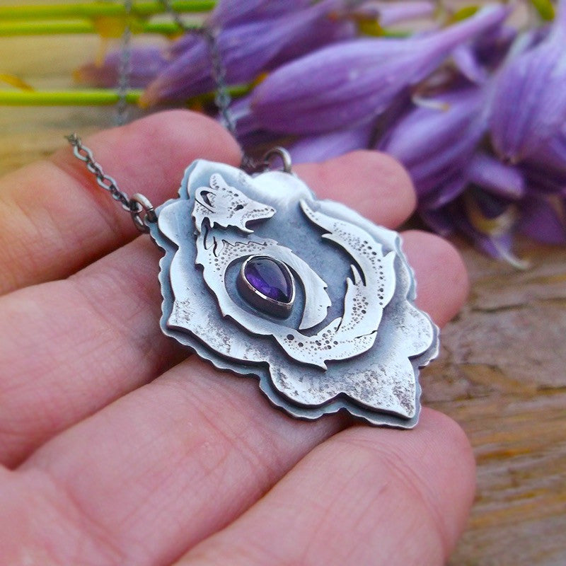 Fox & Amethyst Necklace