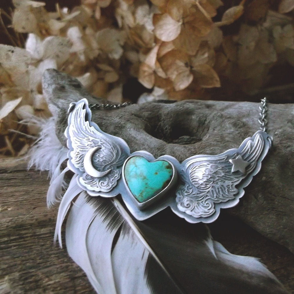 The Wings Necklace - Sterling Silver Turquoise Necklace