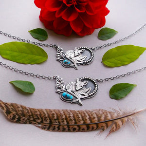 Baby Deer Necklace - Bambi Sleeping Beauty Turquoise Necklace