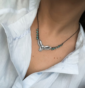 The Barn Owl & Amazonite Necklace