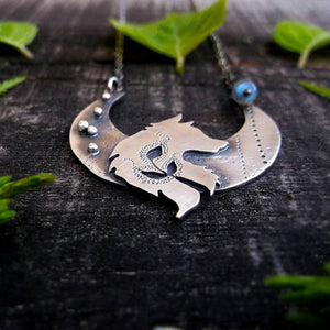 The Wolf Necklace - Metalsmithed Spirit Animal Totem Bib Necklace