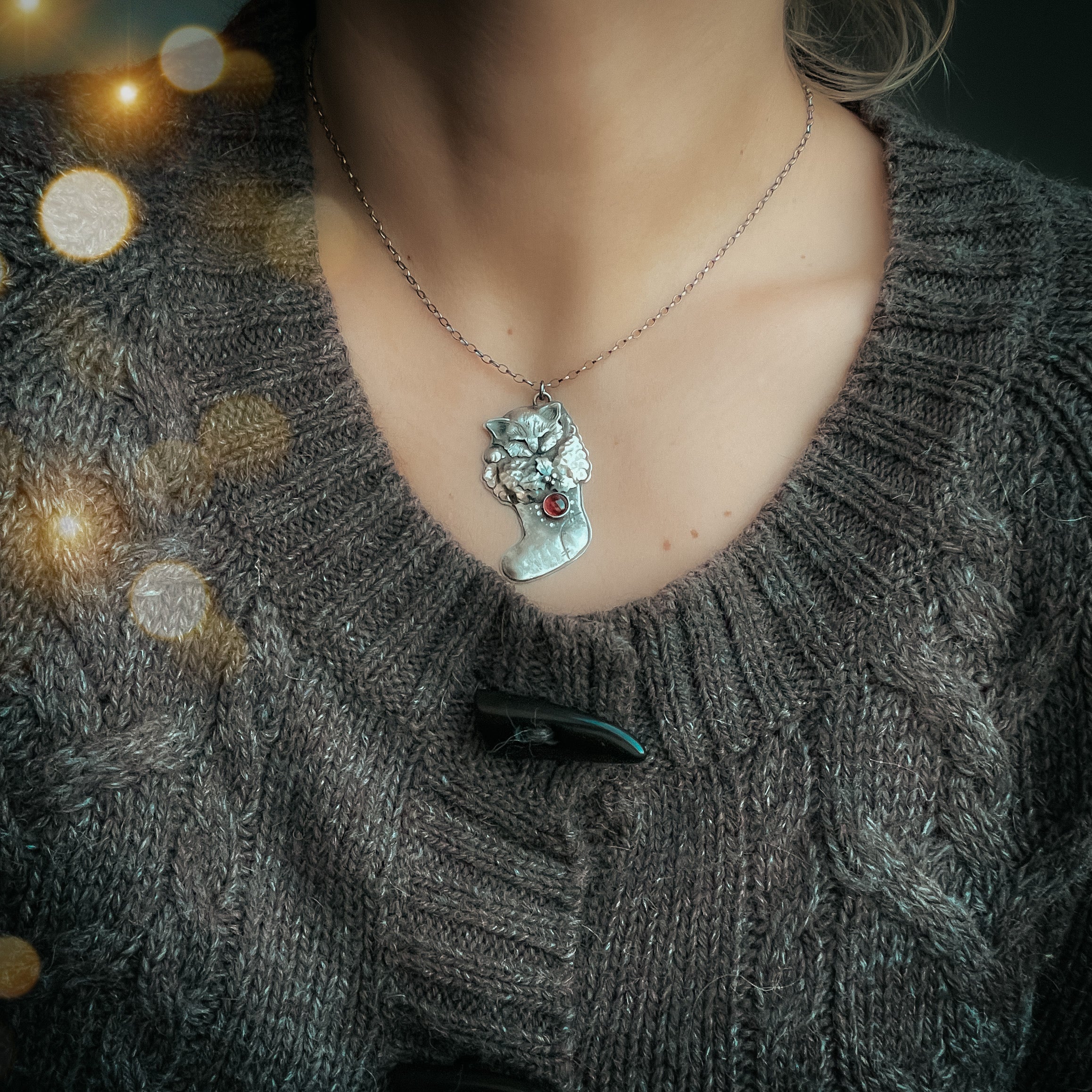 The Sleeping Christmas Kitten Necklace