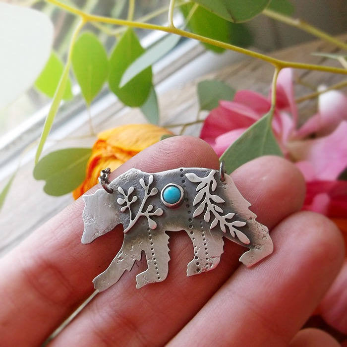 Dream with a Bear Necklace - Turquoise Necklace