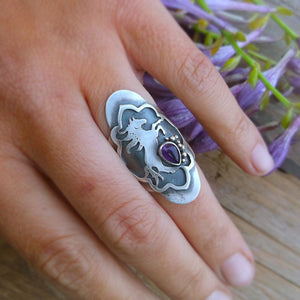 Mustang Saddle Ring with Amethyst