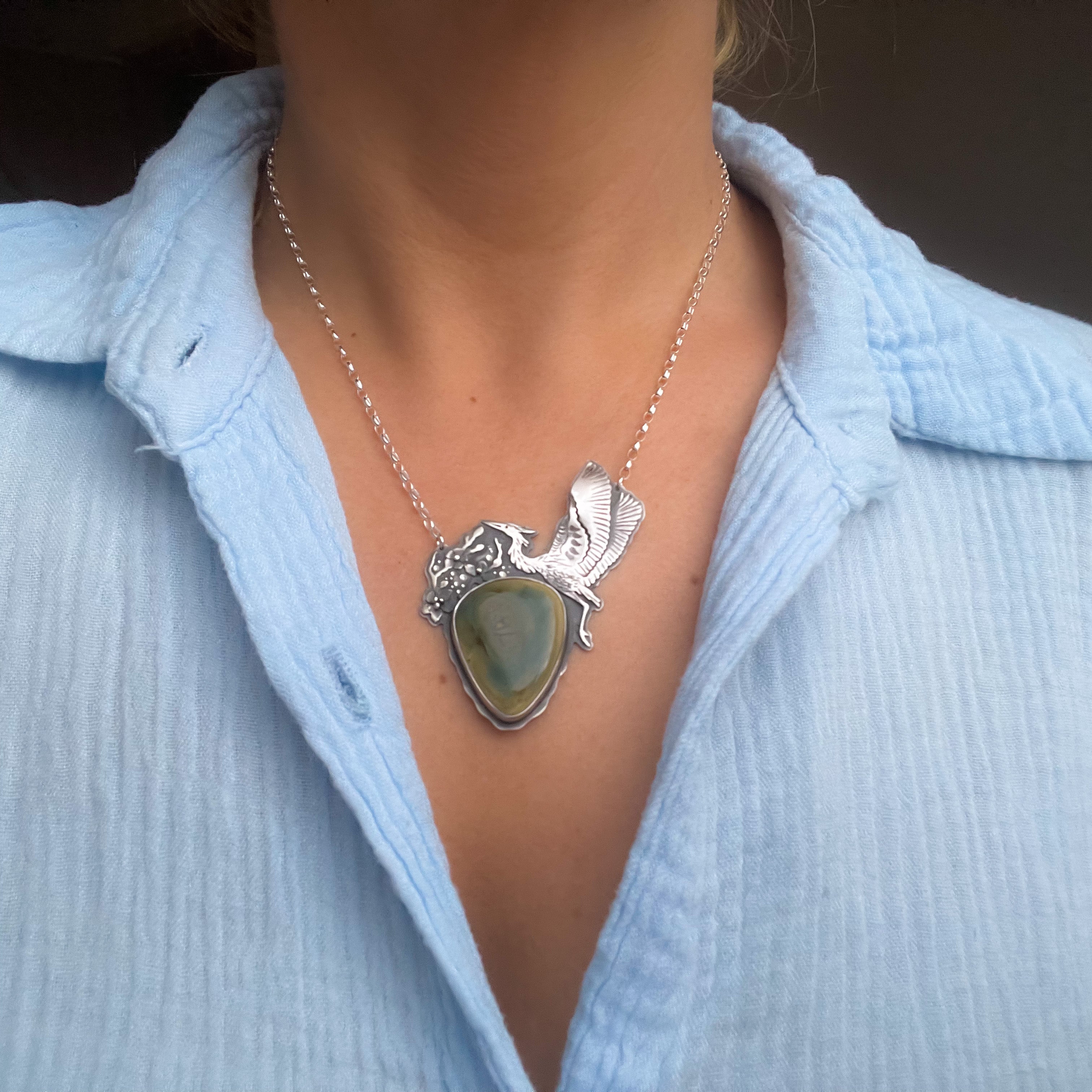 The Spring Heron Necklace II