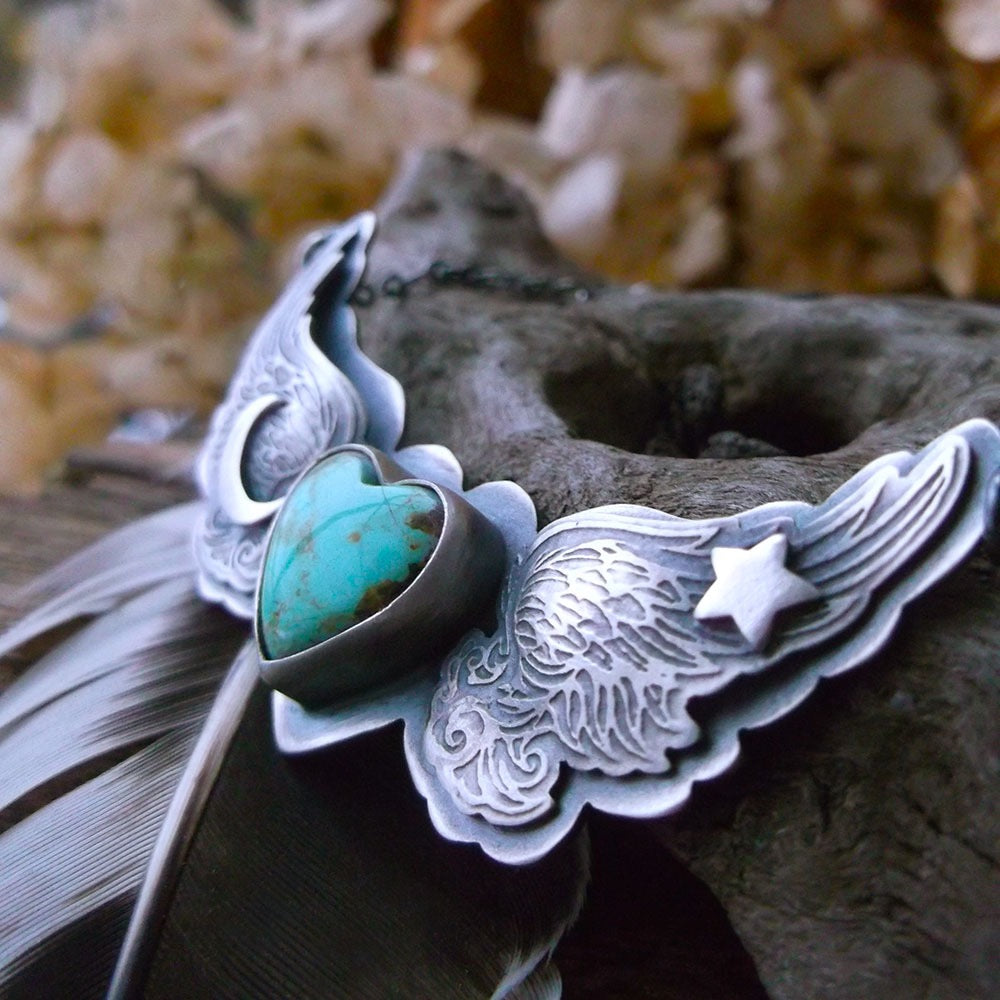The Wings Necklace - Sterling Silver Turquoise Necklace