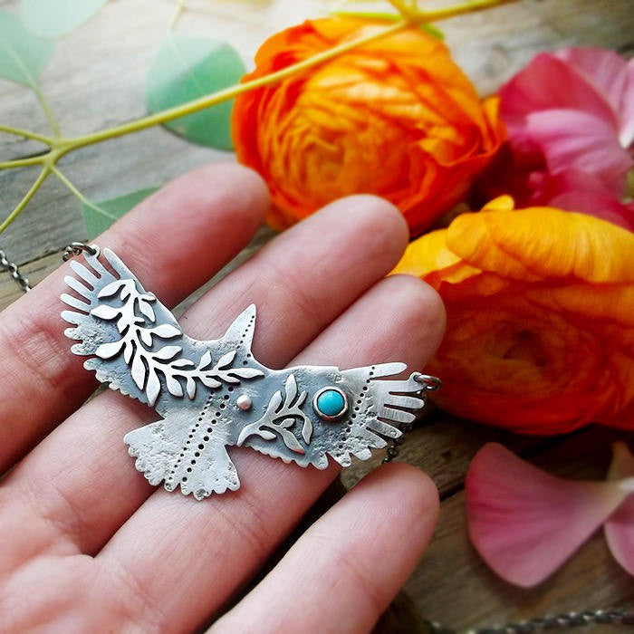 MADE TO ORDER Sacred Wings Necklace - Eagle Totem Turquoise Necklace