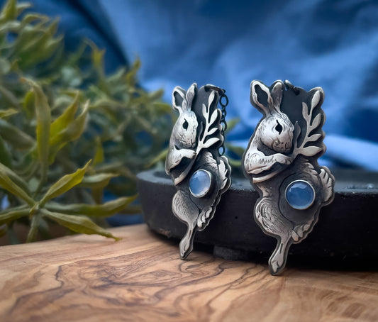 Spring Rabbit & Chalcedony Necklace