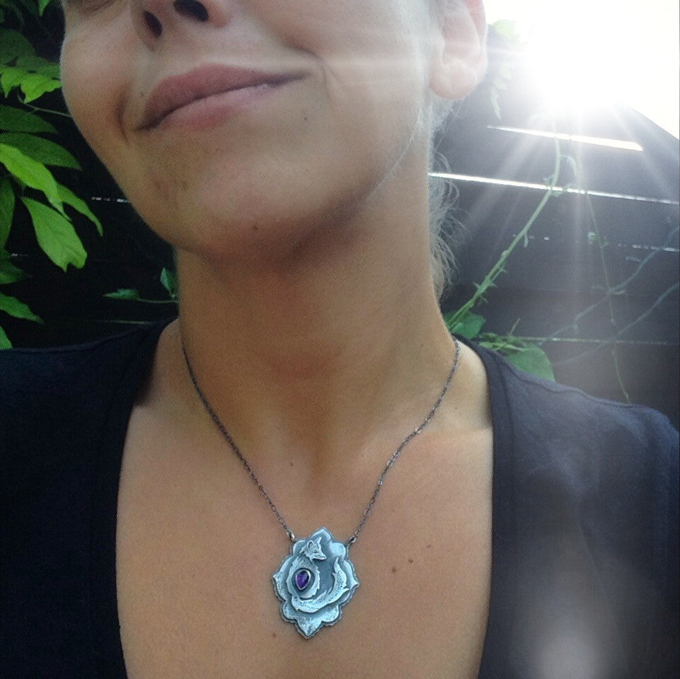 Fox & Amethyst Necklace