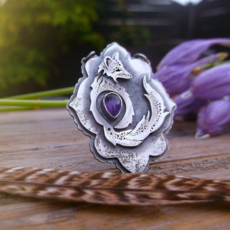 Fox & Amethyst Necklace