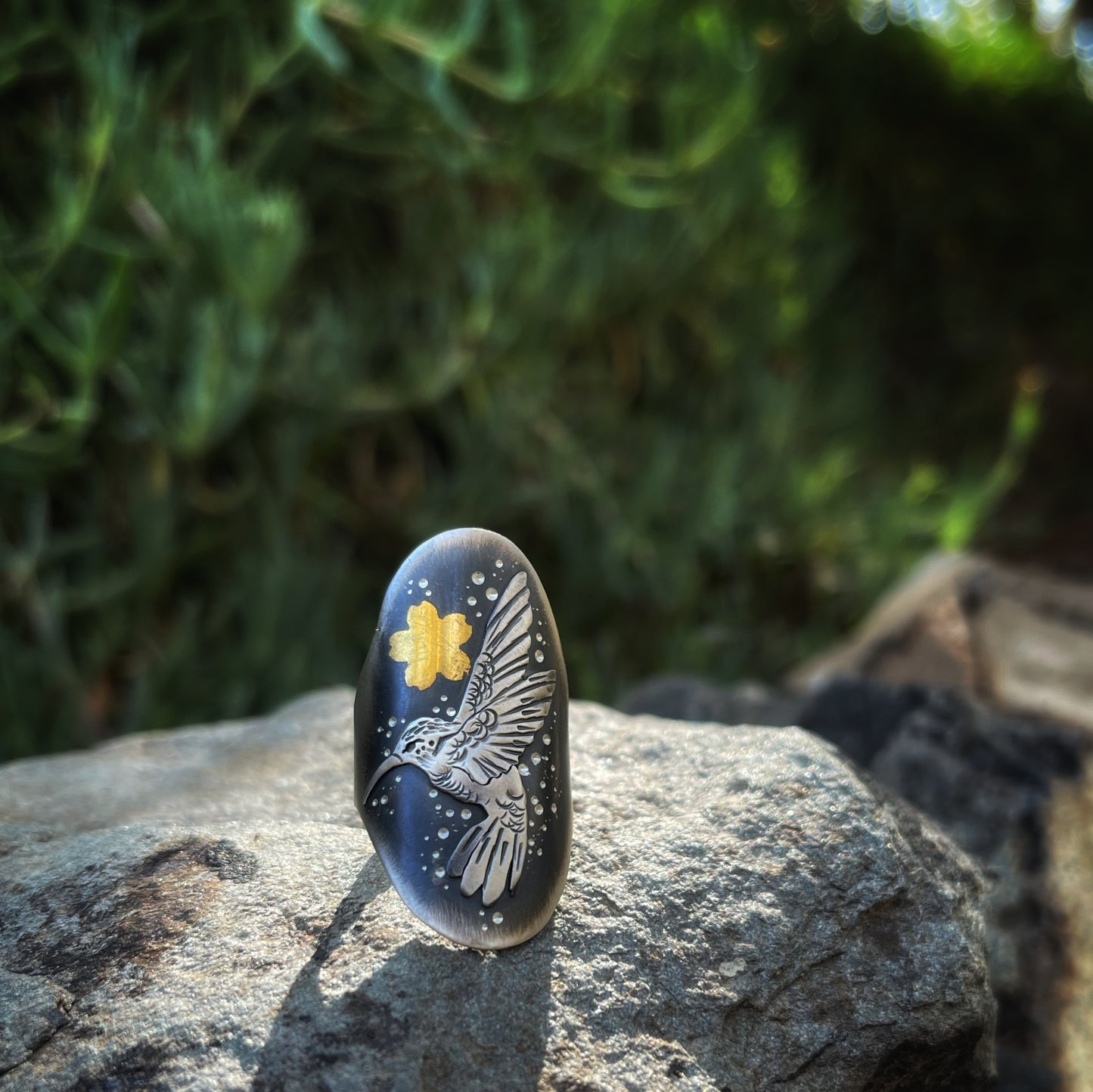 The Healer Ring - Hummingbird Shield/Saddle Ring