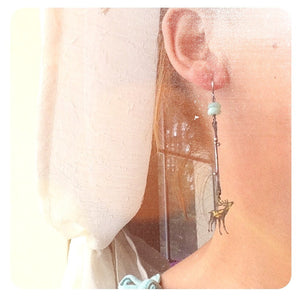 The Dawn Light Earrings - Keum Boo Earrings with Deer