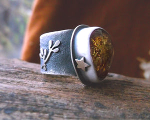 Amber Medicine Ring- Golden Amber