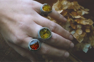 Amber Medicine Ring- Green Amber
